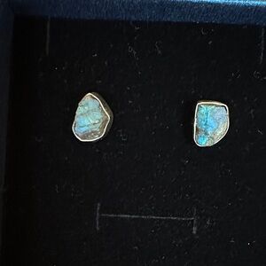 Natural Rough Labradorite Sterling Silver Stud Earrings
